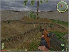 Przejdź przez cmentarz, uważając na kryjących się wszędzie przeciwników i idź tak długo, aż wyjdziesz na tyły okopów, które zatrzymały twój poprzedni pochód - Misja 9 | USA | Vietcong 2 - Vietcong 2 - poradnik do gry