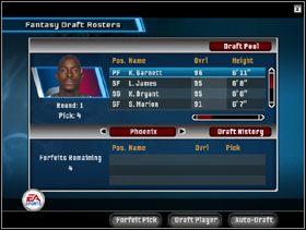 Fantasy Draft składa się z dwóch etapów - Season | Game Modes NBA Live 06 - NBA Live 06 - poradnik do gry