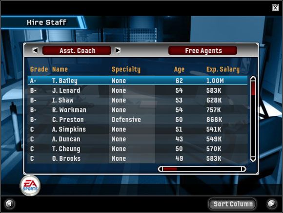 Ekran zatrudniania ekipy szkoleniowej - Dynasty Mode - Pre-Season | Game Modes NBA Live 06 - NBA Live 06 - poradnik do gry