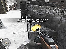 Wycofaj się na bezpieczną odległość i obserwuj efektownie zrealizowaną eksplozję (screen 1) - Red Army Training (3) | The Winter War | Misja Call of Duty 2 - Call of Duty 2 - poradnik do gry