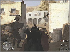 Po lewej powinieneś zauważyć ostatnie już działo (screen 1) - Retaking Toujane (3) | Rommels Last Stand | Misja Call of Duty 2 - Call of Duty 2 - poradnik do gry