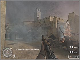 Po wyeliminowaniu wszystkich okolicznych oponentów zacznij biec za dowódcą - Assault on Matmata (1) | Rommels Last Stand | Misja Call of Duty 2 - Call of Duty 2 - poradnik do gry