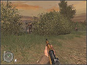 Chwilowo zignoruj widocznych w oddali agresorów - Prisoners of War (1) | The Battle for Caen | Misja Call of Duty 2 - Call of Duty 2 - poradnik do gry