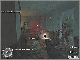 Po oczyszczeniu parteru OSTROŻNIE wejdź na piętro - The Tiger (5) | The Battle for Caen | Misja Call of Duty 2 - Call of Duty 2 - poradnik do gry