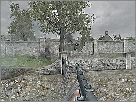 Podejdź do dziury i zlikwiduj stojących przy niej przeciwników (screen 1) - The Brigade Box (4) | The Battle for Caen | Misja Call of Duty 2 - Call of Duty 2 - poradnik do gry