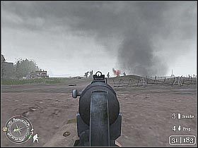 Po zlikwidowaniu wszystkich widocznych gostków zacznij biec za dowódcą oddziału (screen 1) - The Battle of Pointe du Hoc (2) | D-Day | Misja Call of Duty 2 - Call of Duty 2 - poradnik do gry