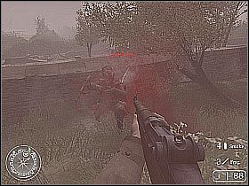 Po pewnym czasie otrzymasz rozkaz ostrzeliwania wrogich pozycji z okolicznego budynku - Defending the Pointe (1) | D-Day | Misja Call of Duty 2 - Call of Duty 2 - poradnik do gry