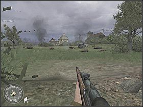 W pierwszej kolejności zajmij się gostkami pilnującymi lewego działa (screen 1) - The Silo (1) | D-Day | Misja Call of Duty 2 - Call of Duty 2 - poradnik do gry