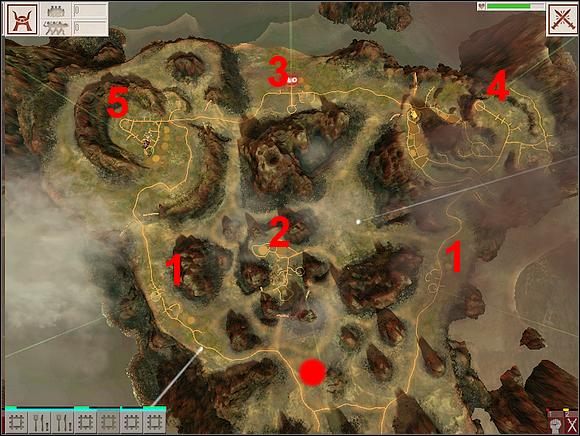 W przypadku , gdy chcesz przejść wyspę siłą, swoją ekspansję prowadź w kolejności przedstawionej na obrazku - WYSPA SIÓDMA - gameplay | Black & White 2 - Black & White 2 - poradnik do gry