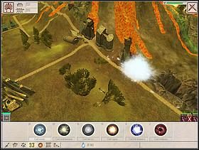 Kiedy dojdzie do erupcji i zacznie spływać lawa, możesz powstrzymać jej przemieszczanie się rzucając na nią magię wody - WYSPA DZIEWIĄTA cz.1 | Black & White 2 - Black & White 2 - poradnik do gry