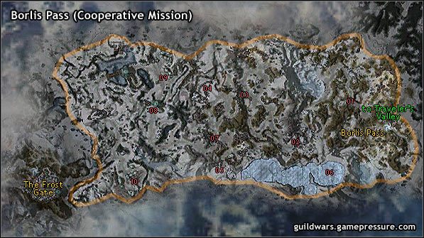 Góry Shiverpeak wznoszą się na ponad 10 tysięcy stóp powyżej poziomu morza - Borlis Pass (Mission) | Northern Shiverpeaks | Guild Wars Prophecies - Guild Wars: Prophecies - poradnik do gry