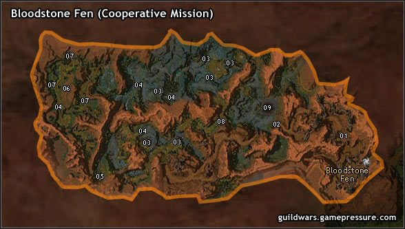 Dolne partie dżungli są niegościnne i zdradliwe dla każdego oprócz spragnionych potworów - Bloodstone Fen (Mission) | Maguuma Jungle | Guild Wars Prophecies - Guild Wars: Prophecies - poradnik do gry