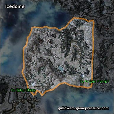 Mała mapa łącząca Talus Chute z Frozen Forrest - Icedome | Southern Shiverpeaks, Sorrows Furnace | Guild Wars Prophecies - Guild Wars: Prophecies - poradnik do gry