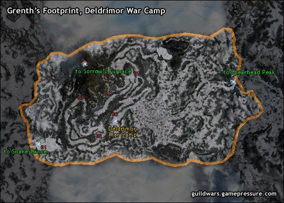 UWAGA: Ta mapa doszła wraz z dodatkiem Sorrows Furnace Update - Sorrows Furnace - Grenths Footprint, Deldrimor War Camp | Southern Shiverpeaks, Sorrows Furnace - Guild Wars: Prophecies - poradnik do gry