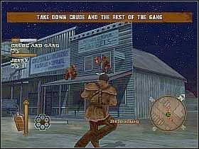 Kiedy wszystkich załatwisz wyjdź na zewnątrz i wskocz na konia stojącego przed barem - The Red Hand Gang | Misje główne w Gun - Gun - poradnik do gry