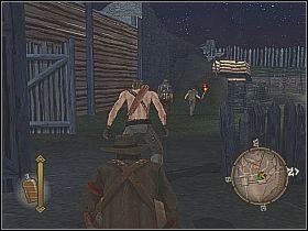 Kiedy znajdziesz się w forcie, skieruj się na północny-zachód i zabij po cichu strażnika bijącego Indianina [1] - Hollisters Fort | Misje główne w Gun - Gun - poradnik do gry