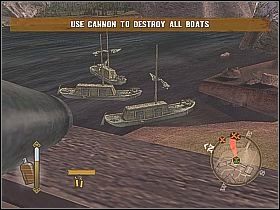 Oczyść z przeciwników budynek na północy, wejdź do niego i skorzystaj z działa, za pomocą którego zniszcz cztery bunkry, położone pod tobą [1] - Attack the Fort | Misje główne w Gun - Gun - poradnik do gry