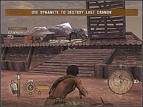 Odwróć ją na południe i strzel w skład amunicji, którego eksplozja doprowadzi do powstania dużej dziury w murze - Attack the Fort | Misje główne w Gun - Gun - poradnik do gry