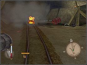 Przestaw zwrotnicę, wejdź na platformę z działem i zacznij ponowną demolkę - Magruders Mine | Misje główne w Gun - Gun - poradnik do gry