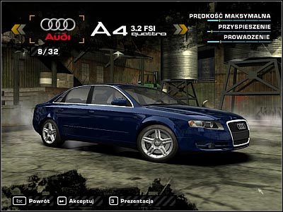 1 - Audi A4 3.2 FSI Quattro | Samochody | Need for Speed Most Wanted (2005) - Need for Speed: Most Wanted (2005) - poradnik do gry