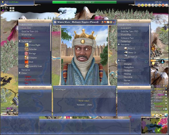 Nim jednak będzie mowa o dyplomacji musimy z daną cywilizacją nawiązać kontakt - generalnie im więcej cywilizacji znamy - tym lepiej - Dyplomacja | Podstawy rozgrywki Sid Meiers Civilization IV - Sid Meiers Civilization IV - poradnik