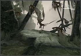 Gdy zasilisz swój magazynek nabij jednego z robaków (tych co minąłeś) na kość i udaj się koło mostu - [Solucja] The Canyon cz.2 | Peter Jacksons King Kong - Peter Jacksons King Kong - poradnik do gry