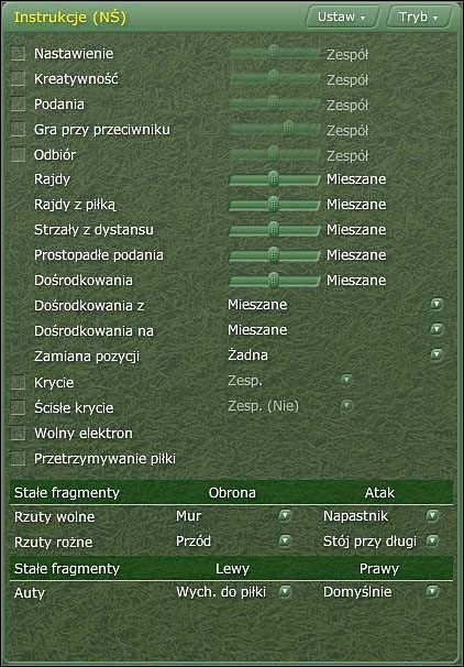 Obsługa suwaków i różnej maści przycisków jest identyczna, jak w menu Team instructions. - Polecenia dla piłkarzy - Taktyka i formacja - Football Manager 2006 - poradnik do gry