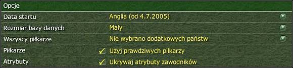 Oto wyjaśnienie powyższych opcji - Nowa gra - Prowadzenie zespołu - Football Manager 2006 - poradnik do gry