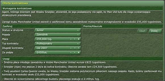 W Wymagania kontraktowe [Contract Requirements] będziemy możliwość wglądu w oczekiwania zawodnika wobec swego przyszłego pracodawcy - Transfery i rotacja (2) - Prowadzenie zespołu - Football Manager 2006 - poradnik do gry