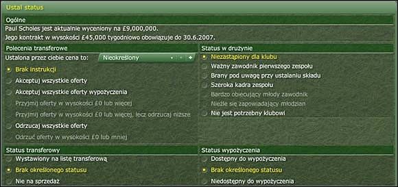 Za pomocą Ustawiona przez ciebie cena to [Your Asking Price] ustawiamy cenę za zawodnika - Transfery i rotacja (2) - Prowadzenie zespołu - Football Manager 2006 - poradnik do gry