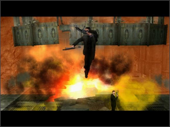 Kawałek dalej trafiamy na kolejną platformę z filarem pośrodku - Storming the Drain - The Matrix: Path of Neo - poradnik do gry