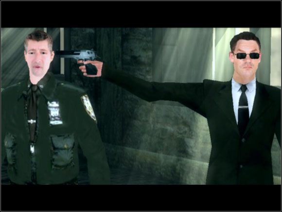 Agent grozi strażnikowi - Red Pill Rescue - The Security Guard - The Matrix: Path of Neo - poradnik do gry