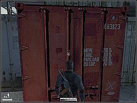 Przejdź po kablu na drugą stronę, połóż się na ziemi i zeskocz na kontener z prawej - Port w Argentynie - Kameleon - poradnik do gry