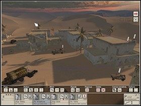 Kiedy oczyścisz teren ruin z nieprzyjaciela zbierz swoich ludzi na placu pośrodku miasta (przy niemieckich ciężarówkach), swoje samochody również gdzieś tutaj zaparkuj osłonięte budynkami od strony piaszczystej drogi skąd nadjedzie niebawem niemiecki czołg (kierunek z którego przyjedzie wskazuje n - Misja 3 Sitting Duck (3) | Operacja Heat | Hidden and Dangerous 2 - Hidden and Dangerous 2: Drużyna Szabla - poradnik do gry