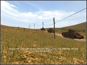 Wówczas drogą od południa (po stronie na której zaczynałeś grę) pojawią się posiłki (alianckie czołgi i piechota - gruba zielona strzałka na mojej mapie) i misja zakończy się sukcesem - Misja 2 Ponte Grande (3) | Operacja Husky | Hidden and Dangerous 2 - Hidden and Dangerous 2: Drużyna Szabla - poradnik do gry