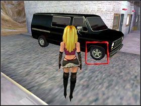 Biegniesz teraz do czarnego vana [obrazek 1] i używasz noża by przebić jego przednią, prawą oponę [obrazek 2] - Highway | Solucja Lula 3D - Lula 3D - poradnik do gry