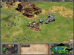 Teraz mogliśmy przekroczyć bród całą armią, niszcząc od razu ratusz, który stał na północ od rzeki - The Rising | Kampania Joanny DArc w Age of Empires II The Age of the Kings - Age of Empires II: The Age of the Kings - poradnik do gry