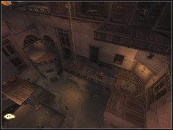 Zbiegnij w dół schodami na balkon wychodzący na kolejny dziedziniec - Poradnik do gry - [01] The Ramparts (wały obronne) | Prince of Persia Dwa Trony - Prince of Persia: Dwa Trony - poradnik do gry