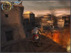 Zanim zsuniesz się na ziemię, uważaj - czatuje tam nieprzyjacielski Łucznik - Poradnik do gry - [01] The Ramparts (wały obronne) | Prince of Persia Dwa Trony - Prince of Persia: Dwa Trony - poradnik do gry