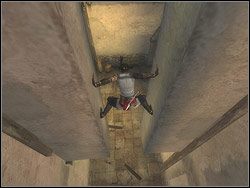 Jedyne drzwi są zamknięte, pozornie nie ma stąd wyjścia, ale spójrz w górę - [02] Harbor District (dzielnica portowa) | Prince of Persia Dwa Trony - Prince of Persia: Dwa Trony - poradnik do gry