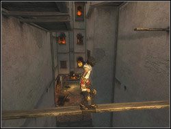 Pomagając sobie szeroko rozstawionymi rękami i nogami, zsuń się w dół na ziemię - [02] Harbor District (dzielnica portowa) | Prince of Persia Dwa Trony - Prince of Persia: Dwa Trony - poradnik do gry