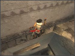 Biegnij w lewo schodami do momentu, aż przejście zablokuje ci ściana - [03] The Streets of Babylon (ulice Babilonu) | Prince of Persia Dwa Trony - Prince of Persia: Dwa Trony - poradnik do gry