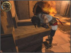 Skocz wprost przed siebie, a znajdziesz się w pomieszczeniu z fontanną - [03] The Streets of Babylon (ulice Babilonu) | Prince of Persia Dwa Trony - Prince of Persia: Dwa Trony - poradnik do gry