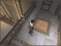 Przy końcu balkonu przysuń się do ściany po lewej i pobiegnij po niej poziomo - [04] The Palace Balcony (balkony pałacowe) | Prince of Persia Dwa Trony - Prince of Persia: Dwa Trony - poradnik do gry