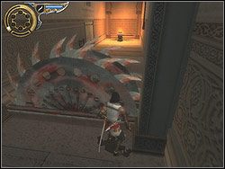 Przed sobą widzisz w oddali oświetlony jasnym blaskiem koniec korytarza - [05] The Palace (pałac) | Prince of Persia Dwa Trony - Prince of Persia: Dwa Trony - poradnik do gry