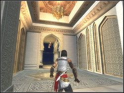 Okolica samego tronu nie stanowi żadnej atrakcji, więc zbiegnij z powrotem na dół i skieruj się w lewo - [06] The Throne Room (sala tronowa) | Prince of Persia Dwa Trony - Prince of Persia: Dwa Trony - poradnik do gry
