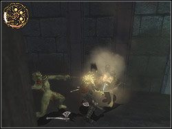 Bądź czujny, bowiem tuż po przemianie zostaniesz zaatakowany przez tuzin Reptusów - [10] The Sewers (kanały) | Prince of Persia Dwa Trony - Prince of Persia: Dwa Trony - poradnik do gry
