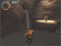 Pobiegnij ostrożnie skalnym tunelem, obserwując dwóch Łuczników, wartujących w oddali - [11] The Tunnels (tunele) | Prince of Persia Dwa Trony - Prince of Persia: Dwa Trony - poradnik do gry