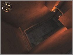 Zanim występ schowa się na powrót w murze, wybij się błyskawicznie do tyłu, w stronę poprzecznej belki - [16] The Arena Tunnel (tunel pod areną) | Prince of Persia Dwa Trony - Prince of Persia: Dwa Trony - poradnik do gry