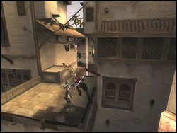 Podejdź pod krawędź przepaści na prawo od fontanny - [17] The Balconies (balkony) | Prince of Persia Dwa Trony - Prince of Persia: Dwa Trony - poradnik do gry